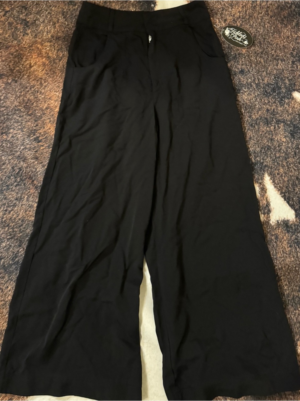 HERSY Classic Black Wide Leg Pants with Front Zip